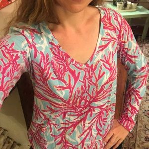 Fun Long Sleeve Lily Pulitzer Coral Print Top